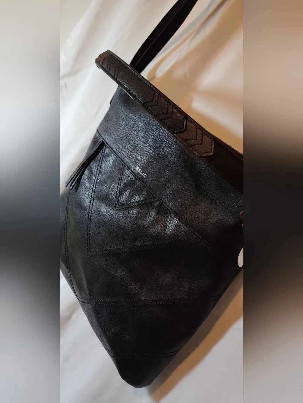 Relic by Fossil Black Sophie Chevron Versatile Crossbody Faux Leather Bag Purse
